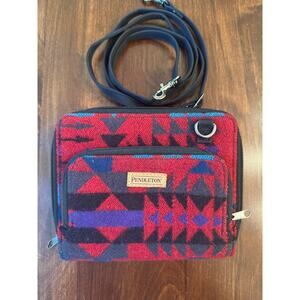 Pendleton Wool Aztec Southwestern Geometric Print Crossbody Organizer – Red
